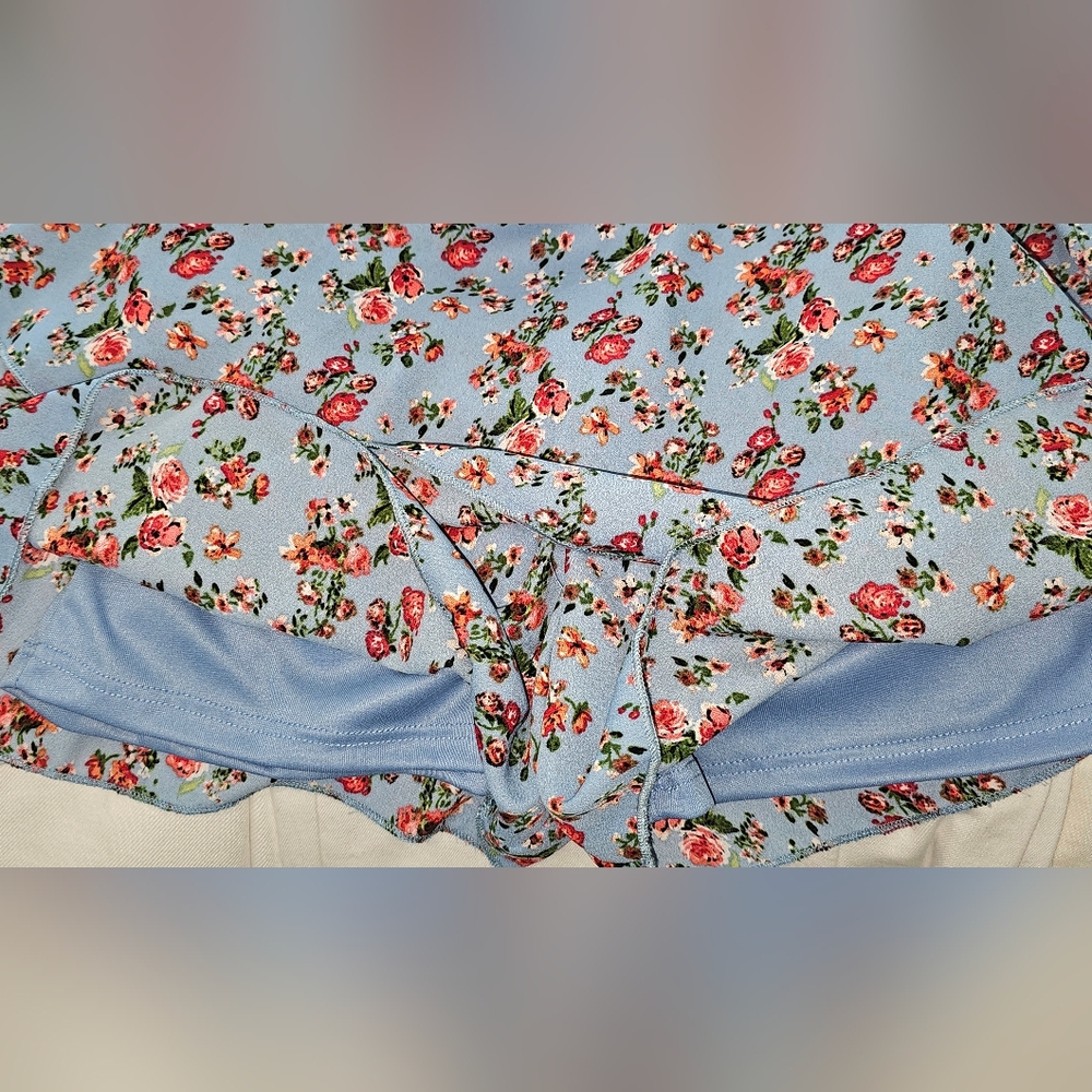 NWT allison + kelly Long Sleeve Dress w/built-in Shorts Floral Blue Casual - Sz6 - Picture 5 of 6